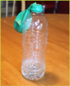 water bottle with balloon opening fitting snug onto the bottle opening