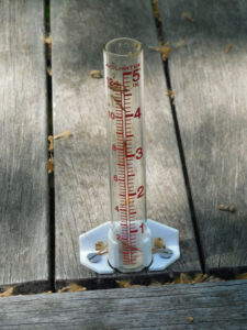rain gauge attached to deck